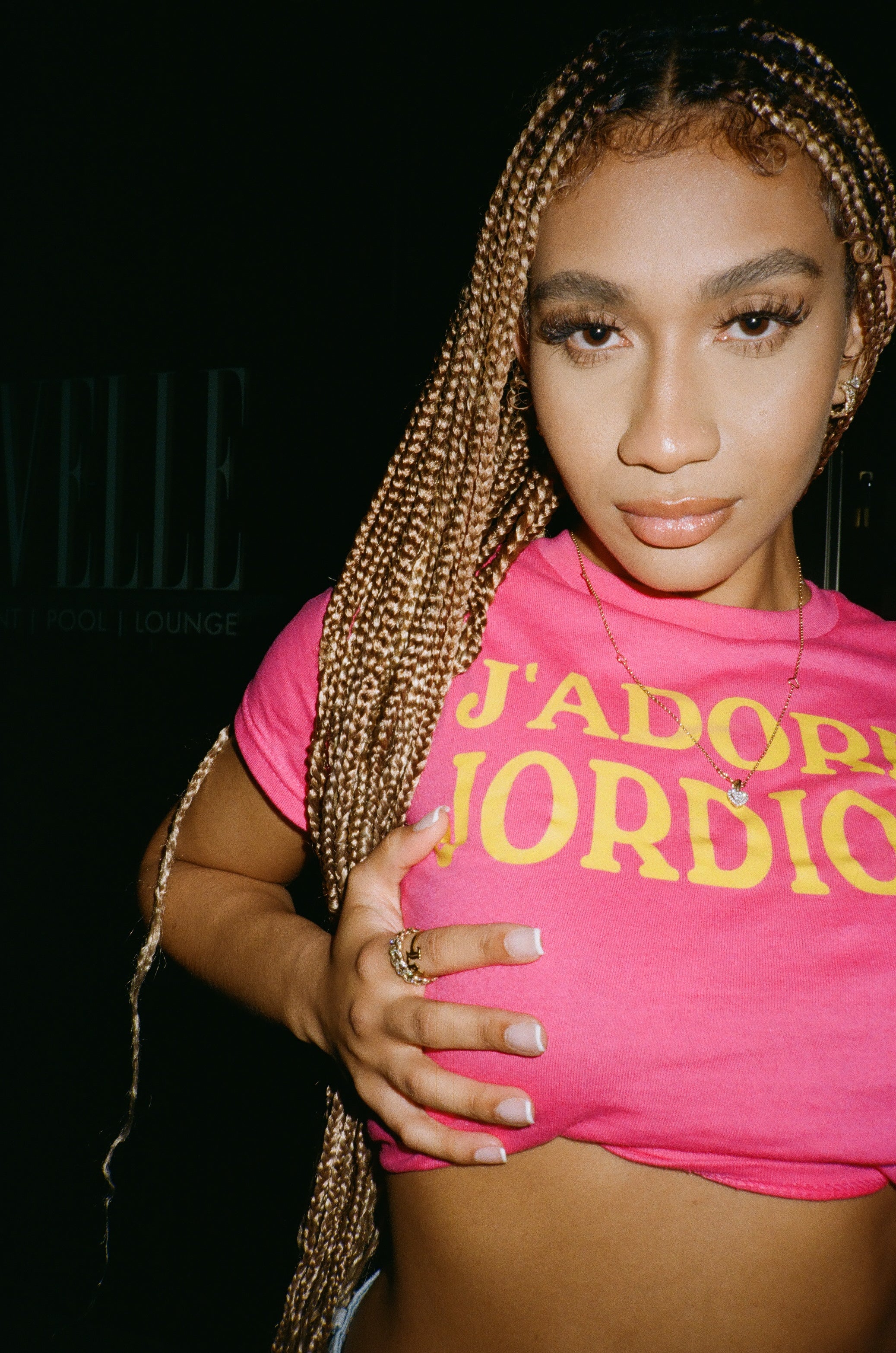 J'ADORE JORDIOR - Pink/Yellow Cropped Tee