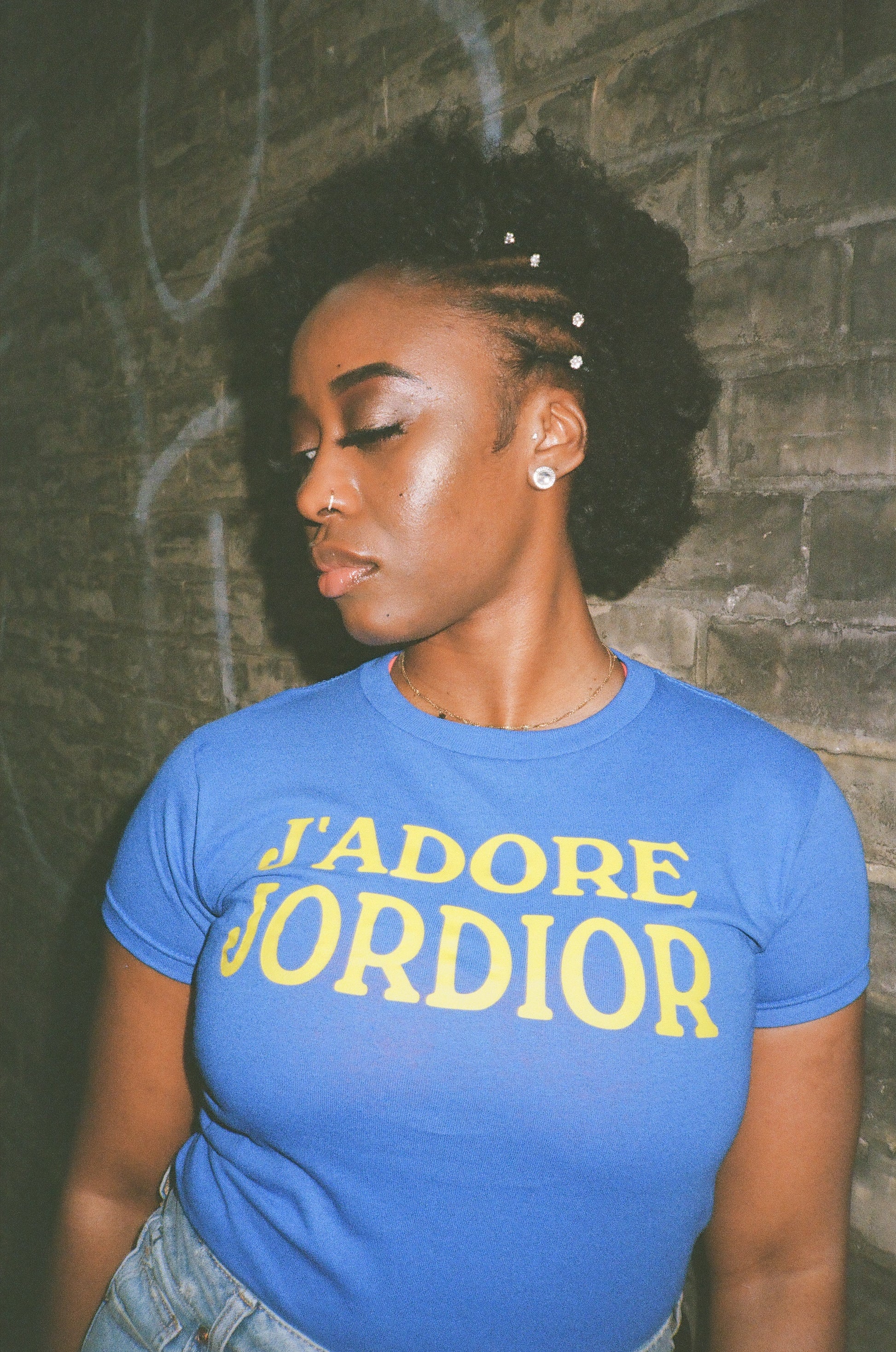 J'ADORE JORDIOR - Blue Cropped Tee
